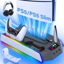 Estação de resfriamento com controlador de carregamento para PS5 Slim Estação de resfriamento com controlador de carregamento para PS5 Slim