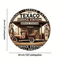Estação De Serviço Texaco Vintage, Arte De Parede Redonda De Metal, Carro Clássico, Óleo