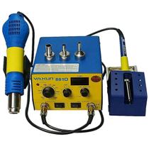 Estação de Solda Retrabalho Ar Quente Yaxun 881D Yx-881d 110V 127V 2 Em 1 Digital Amarelo Smd Ferro