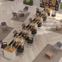 Estação De Trabalho 12 Lugares Office Tech 12 Mesas 10 Armár - Off White E Cedro Off White E Cedro Estação De Trabalho 12 Lugares Office Tech 12 Mesas 10 Armár - Off White E Cedro Off White E Cedro