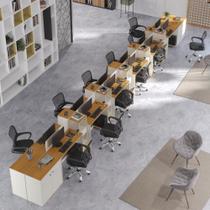 Estação De Trabalho 12 Lugares Office Tech 12 Mesas 10 Armár - Off White E Cedro Off White E Cedro Estação De Trabalho 12 Lugares Office Tech 12 Mesas 10 Armár - Off White E Cedro Off White E Cedro