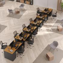 Estação De Trabalho 12 Lugares Office Tech 12 Mesas 10 Armár - Preto E Cedro Preto E Cedro Estação De Trabalho 12 Lugares Office Tech 12 Mesas 10 Armár - Preto E Cedro Preto E Cedro
