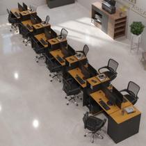 Estação De Trabalho 12 Lugares Office Tech 12 Mesas 10 Armár - Preto E Cedro Preto E Cedro Estação De Trabalho 12 Lugares Office Tech 12 Mesas 10 Armár - Preto E Cedro Preto E Cedro