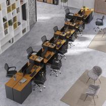 Estação De Trabalho 12 Lugares Office Tech 12 Mesas 10 Armár - Preto E Cedro Preto E Cedro Estação De Trabalho 12 Lugares Office Tech 12 Mesas 10 Armár - Preto E Cedro Preto E Cedro