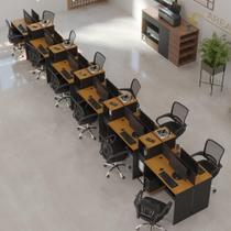 Estação De Trabalho 12 Lugares Tech Office 12 Mesas 10 Armár - Preto E Cedro Preto E Cedro Estação De Trabalho 12 Lugares Tech Office 12 Mesas 10 Armár - Preto E Cedro Preto E Cedro