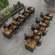 Estação De Trabalho 16 Lugares Office Tech 16 Mesas 12 Armár - Preto E Cedro Preto E Cedro