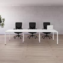 Estação de Trabalho 3 Lugares 300x120cm Industrial Branco Yescasa Estação de Trabalho 3 Lugares 300x120cm Industrial Branco Yescasa