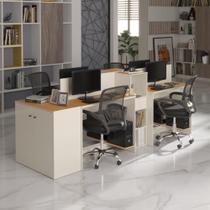 Estação de Trabalho 4 Lugares Office Smart 4 Mesas 2 Armários 1 Aparador Estação de Trabalho 4 Lugares Office Smart 4 Mesas 2 Armários 1 Aparador