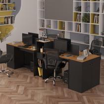 Estação de Trabalho 4 Lugares Office Smart 4 Mesas 2 Armários 2 Aparador Estação de Trabalho 4 Lugares Office Smart 4 Mesas 2 Armários 2 Aparador