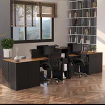 Estação de Trabalho 4 Lugares Office Smart 4 Mesas 2 Armários 4 Aparador Estação de Trabalho 4 Lugares Office Smart 4 Mesas 2 Armários 4 Aparador