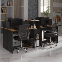 Estação De Trabalho 4 Lugares Office Tech 4 Mesas 2 Armários - Preto E Cedro Preto E Cedro Estação De Trabalho 4 Lugares Office Tech 4 Mesas 2 Armários - Preto E Cedro Preto E Cedro