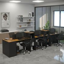 Estação De Trabalho 6 Lugares Office Tech 6 Mesas 4 Armários - Preto E Cedro Preto E Cedro Estação De Trabalho 6 Lugares Office Tech 6 Mesas 4 Armários - Preto E Cedro Preto E Cedro