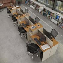 Estação De Trabalho 8 Lugares Tech Office 8 Mesas 6 Armários - Off White E Cedro Off White E Cedro Estação De Trabalho 8 Lugares Tech Office 8 Mesas 6 Armários - Off White E Cedro Off White E Cedro