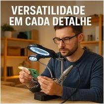 Estação de Trabalho com Lupa (Ampliação 10X), Garras para Fixação Luatek LWJ-312 Estação de Trabalho com Lupa (Ampliação 10X), Garras para Fixação Luatek LWJ-312