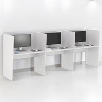 Estação de Trabalho Escritório Mesa Call Center 3 Lugares