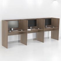 Estação de Trabalho Escritório Mesa Call Center 3 Lugares