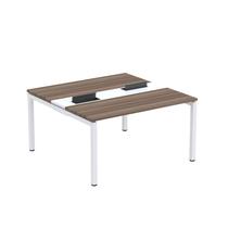 Estação de Trabalho Mesa Plataforma Escritório Dupla para 2 Pessoas com Caixa de Tomada Pdc Marrom/Walnut/Branco Estação de Trabalho Mesa Plataforma Escritório Dupla para 2 Pessoas com Caixa de Tomada Pdc Marrom/Walnut/Branco