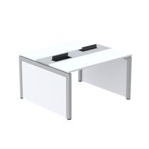Estação de Trabalho Mesa Plataforma Escritório Dupla para 2 Pessoas com Caixa de Tomada Pé Painel Branco/Cinza Estação de Trabalho Mesa Plataforma Escritório Dupla para 2 Pessoas com Caixa de Tomada Pé Painel Branco/Cinza