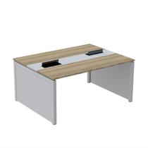 Estação de Trabalho Mesa Plataforma Escritório Dupla para 2 Pessoas com Caixa de Tomada Pé Painel Marrom/Noce Marromle/Cinza Estação de Trabalho Mesa Plataforma Escritório Dupla para 2 Pessoas com Caixa de Tomada Pé Painel Marrom/Noce Marromle/Cinza