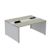 Estação de Trabalho Mesa Plataforma Escritório Dupla para 2 Pessoas com Caixa de Tomada Pé Painel