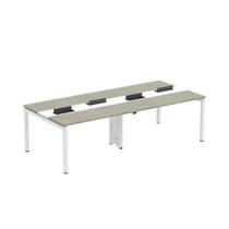 Estação de Trabalho Mesa Plataforma Escritório Dupla para 4 Pessoas com Caixa de Tomada Pdc Bege/Nogueira Casablanca/Branco Estação de Trabalho Mesa Plataforma Escritório Dupla para 4 Pessoas com Caixa de Tomada Pdc Bege/Nogueira Casablanca/Branco