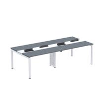 Estação de Trabalho Mesa Plataforma Escritório Dupla para 4 Pessoas com Caixa de Tomada Pdc Cinza/Grafito/Branco Estação de Trabalho Mesa Plataforma Escritório Dupla para 4 Pessoas com Caixa de Tomada Pdc Cinza/Grafito/Branco
