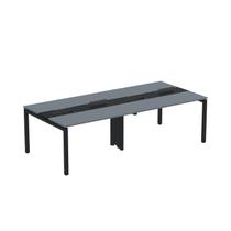 Estação de Trabalho Mesa Plataforma Escritório Dupla para 4 Pessoas com Caixa de Tomada Pdc Cinza/Grafito/Preto Estação de Trabalho Mesa Plataforma Escritório Dupla para 4 Pessoas com Caixa de Tomada Pdc Cinza/Grafito/Preto
