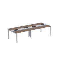 Estação de Trabalho Mesa Plataforma Escritório Dupla para 4 Pessoas com Caixa de Tomada Pdc Marrom/Walnut/Cinza Estação de Trabalho Mesa Plataforma Escritório Dupla para 4 Pessoas com Caixa de Tomada Pdc Marrom/Walnut/Cinza