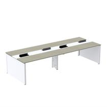 Estação de Trabalho Mesa Plataforma Escritório para 4 Pessoas Dupla com Caixa de Tomada Pé Painel Bege/Nogueira Casablanca/Branco Estação de Trabalho Mesa Plataforma Escritório para 4 Pessoas Dupla com Caixa de Tomada Pé Painel Bege/Nogueira Casablanca/Branco