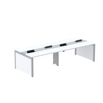 Estação de Trabalho Mesa Plataforma Escritório para 4 Pessoas Dupla com Caixa de Tomada Pé Painel Branco/Cinza Estação de Trabalho Mesa Plataforma Escritório para 4 Pessoas Dupla com Caixa de Tomada Pé Painel Branco/Cinza