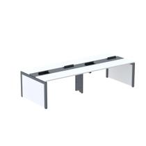 Estação de Trabalho Mesa Plataforma Escritório para 4 Pessoas Dupla com Caixa de Tomada Pé Painel Branco/Grafito Estação de Trabalho Mesa Plataforma Escritório para 4 Pessoas Dupla com Caixa de Tomada Pé Painel Branco/Grafito