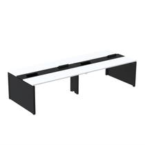 Estação de Trabalho Mesa Plataforma Escritório para 4 Pessoas Dupla com Caixa de Tomada Pé Painel Branco/Preto Estação de Trabalho Mesa Plataforma Escritório para 4 Pessoas Dupla com Caixa de Tomada Pé Painel Branco/Preto