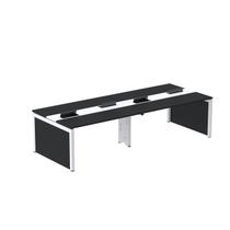 Estação de Trabalho Mesa Plataforma Escritório para 4 Pessoas Dupla com Caixa Tomada Pé Painel Preto/Branco Estação de Trabalho Mesa Plataforma Escritório para 4 Pessoas Dupla com Caixa Tomada Pé Painel Preto/Branco