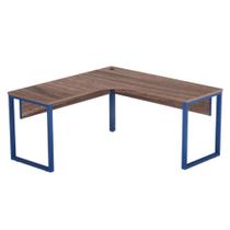 Estação de Trabalho Tubular P25 Pandin 1,451,45 M Walnut e Azul Del Rey Estação de Trabalho Tubular P25 Pandin 1,451,45 M Walnut e Azul Del Rey