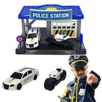 Estação Policial Brinquedo Menino Delegacia Carro Moto - Carrinho Motinha - BS TOYS