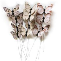 Estacas de borboleta decorativas, pacote com 12 estacas DIY 3D para decoração de casa