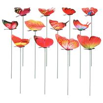 Estacas de borboleta MECCANIXITY para decoração de jardim, 24 peças vermelhas
