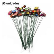 Estacas De Borboletas Coloridas 50 Peças Decoração Para Jardim Externo E Plantas De Primavera 25x4cm