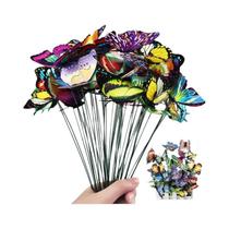 Estacas De Borboletas Coloridas E Divertidas 24 Peças Para Decoração De Jardim, Quintal, Vasos E