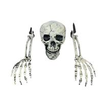 Estacas de Esqueleto de Halloween Realistas - Cabeça de Caveira e Braços de Mão para Festa