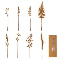 Estacas de jardim TOHARA Fern & Leaf de metal enferrujado à mão de 8 peças Estacas de jardim TOHARA Fern & Leaf de metal enferrujado à mão de 8 peças