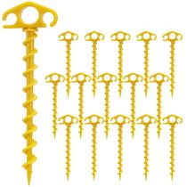 Estacas de tenda COBARYEN, pacote com 16 unidades, 24 cm, nylon espiral amarelo Estacas de tenda COBARYEN, pacote com 16 unidades, 24 cm, nylon espiral amarelo