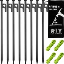 Estacas de tenda RIY Heavy Duty Metal Pegs, 30 cm, pacote com 8 unidades de acampamento Estacas de tenda RIY Heavy Duty Metal Pegs, 30 cm, pacote com 8 unidades de acampamento