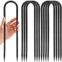 Estacas de trampolim Kiivakii 30 cm, pacote com 8 unidades, aço em forma de U, preto