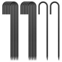 Estacas para suelo EUOKOK, barras de acero 60 cm, 3/8 pulgadas, paquete de 12, negras