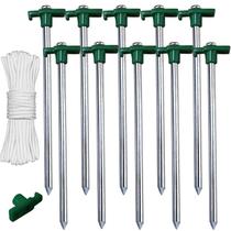 Estacas para Tienda ABCCANOPY 38 cm 10 Piezas de Metal Verde No Oxidable