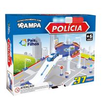 Estacionamento com Rampa Policia com 37 Peças e 1 Carrinho - Pais e Filhos Estacionamento com Rampa Policia com 37 Peças e 1 Carrinho - Pais e Filhos