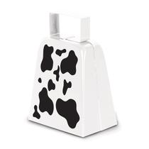 Estampa de vaca em metal Cowbell Beistle Novelty, branca/preta, 10 cm