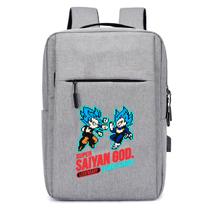 Estampa Dragon Desenho Anime Manga Mochila USB Escolar Infantil Unissex Espaço Para Notebook