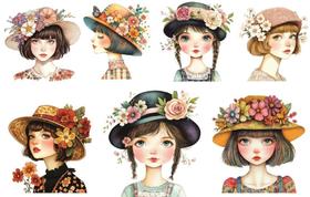 Estampa Fácil 111317 Meninas com Chapéu e Flores - FABRICART Estampa Fácil 111317 Meninas com Chapéu e Flores - FABRICART